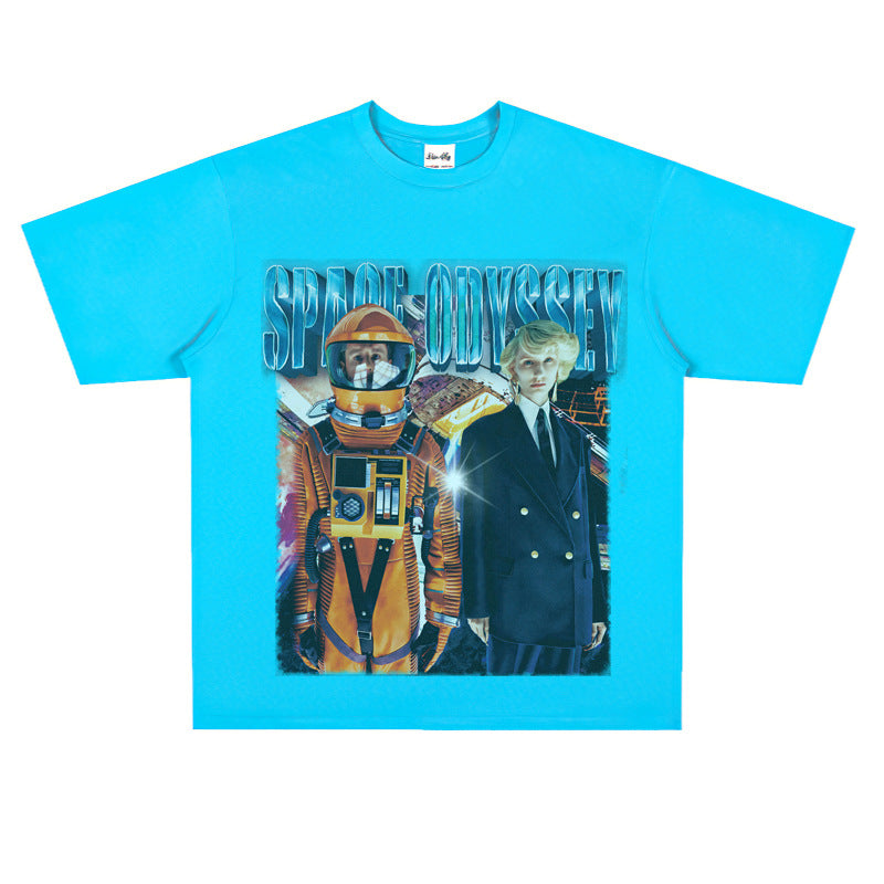 Film Star T Shirt Movie 2001 Space Roaming Printing Personalized Cotton Short Sleeve Loose round Neck Retro T-shirt