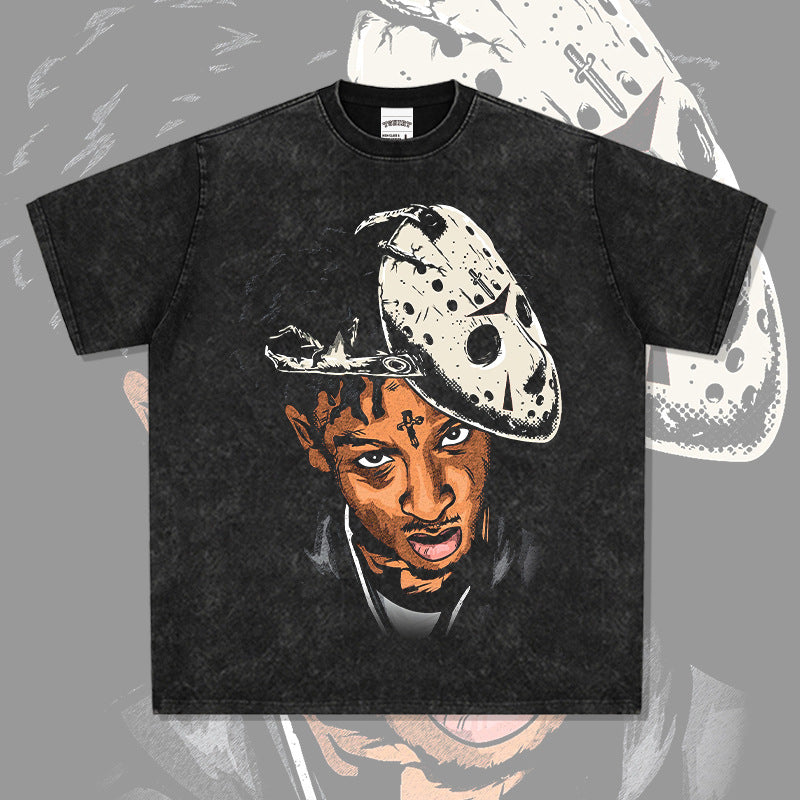 New york hip hop shop vintage 21 savage print short sleeve t-shirt