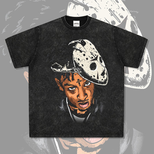 New york hip hop shop vintage 21 savage print short sleeve t-shirt
