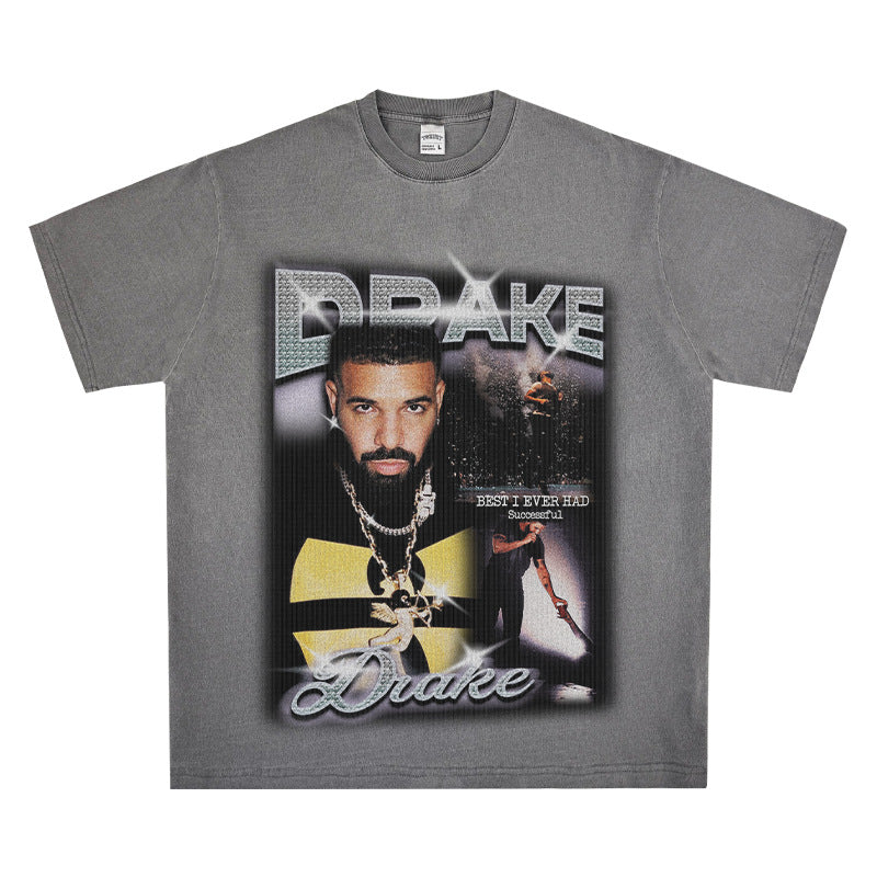Streetwear masculino Drake print hip hop short sleeve T shirt