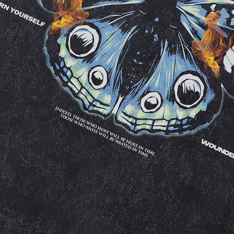 Ropa Vintage Hombre Butterfly Graffiti Old Short Sleeve T-Shirt