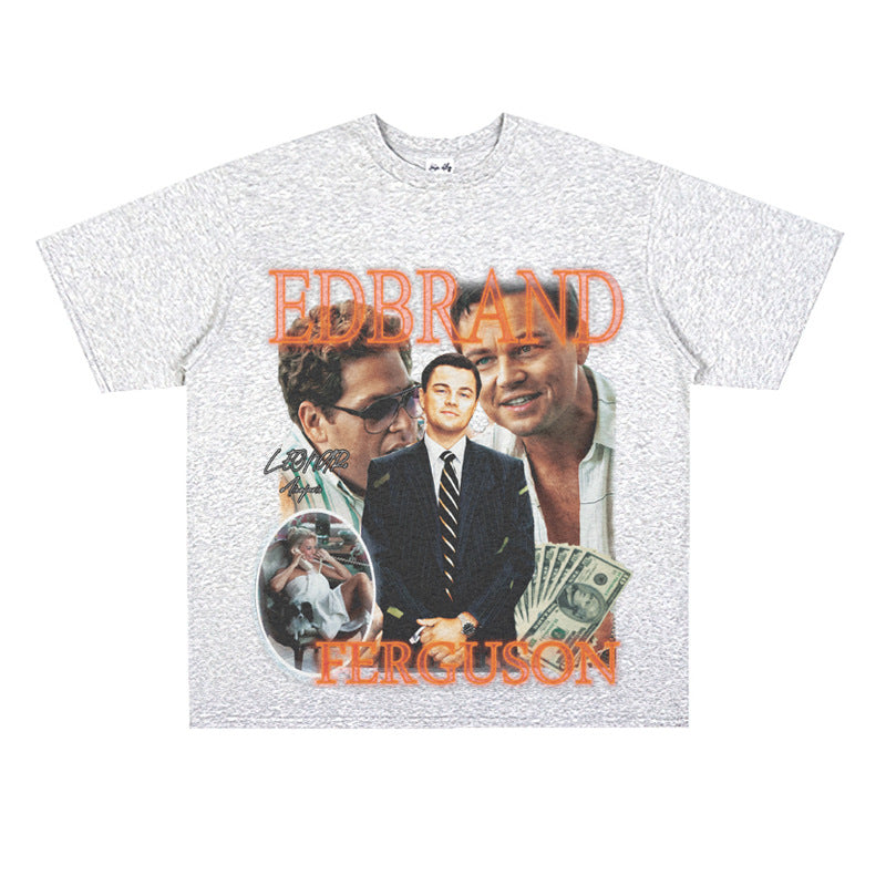 Film Star T Shirt Loose Heavy American Retro Street Personality T-shirt Men