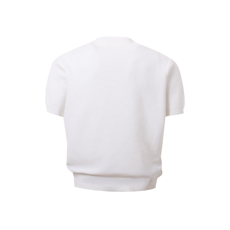 Casual Street Wear Lapel Knitted Polo Shirt T-Shirt