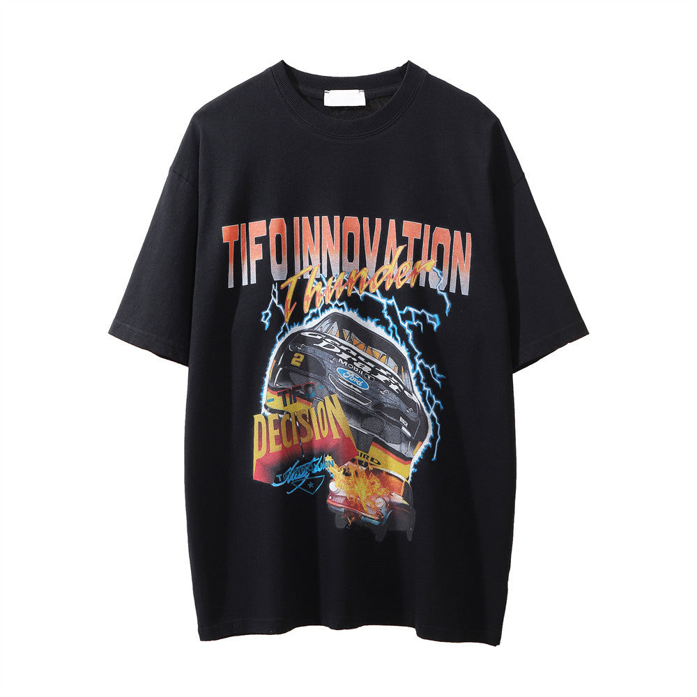 Racing oversized t shirt short sleeve t-shirt, summer