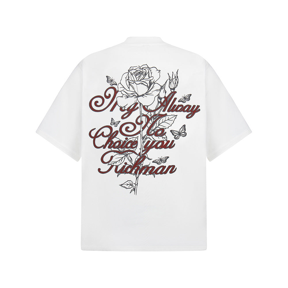 Nostalgia T Shirts Vintage Floral Letter Short Sleeve T-Shirt