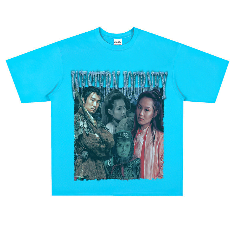 Film Star T Shirt Movie Westward Journey Stephen Chow Trendy Pure Cotton Short Sleeve Loose T-shirt