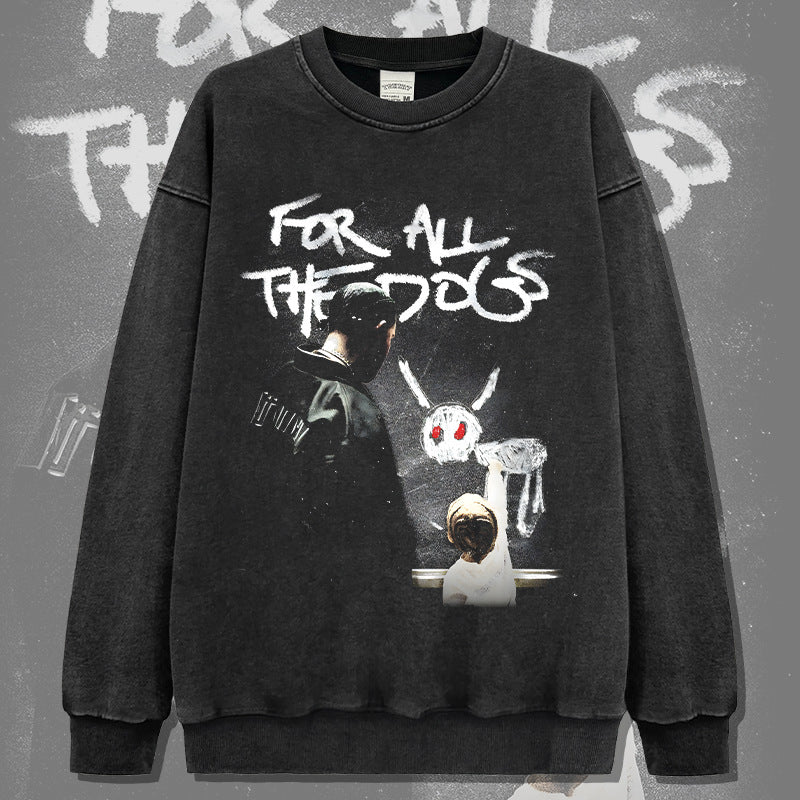 Marcas streetwear usa vintage drake dragon print crew neck sweater