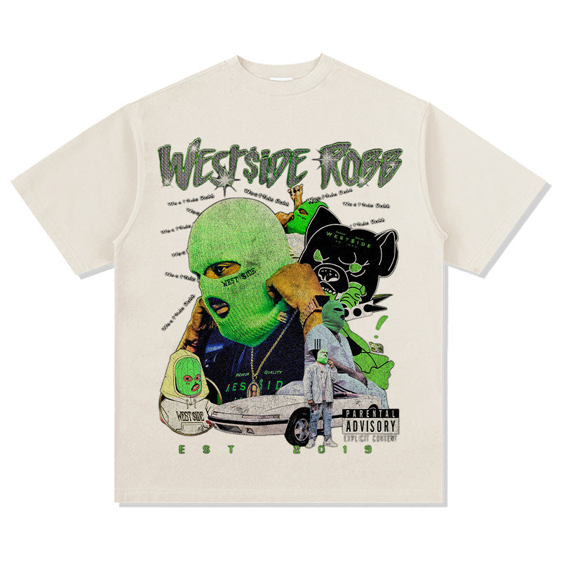 Cool t rapper hip hop robb print vintage hiphop short sleeve t-shirt
