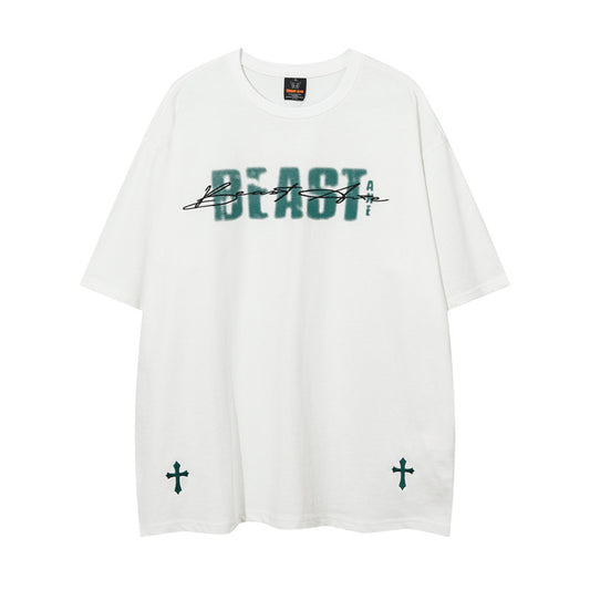 Y2K mens shirt retro crew neck t-shirt loose top