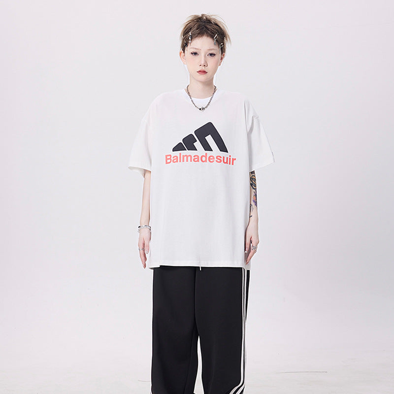 Vintage T Shirts Hip Hop Letter Print Short Sleeve T-Shirt Summer Loose
