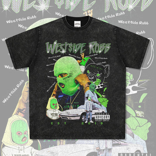 Cool t rapper hip hop robb print vintage hiphop short sleeve t-shirt