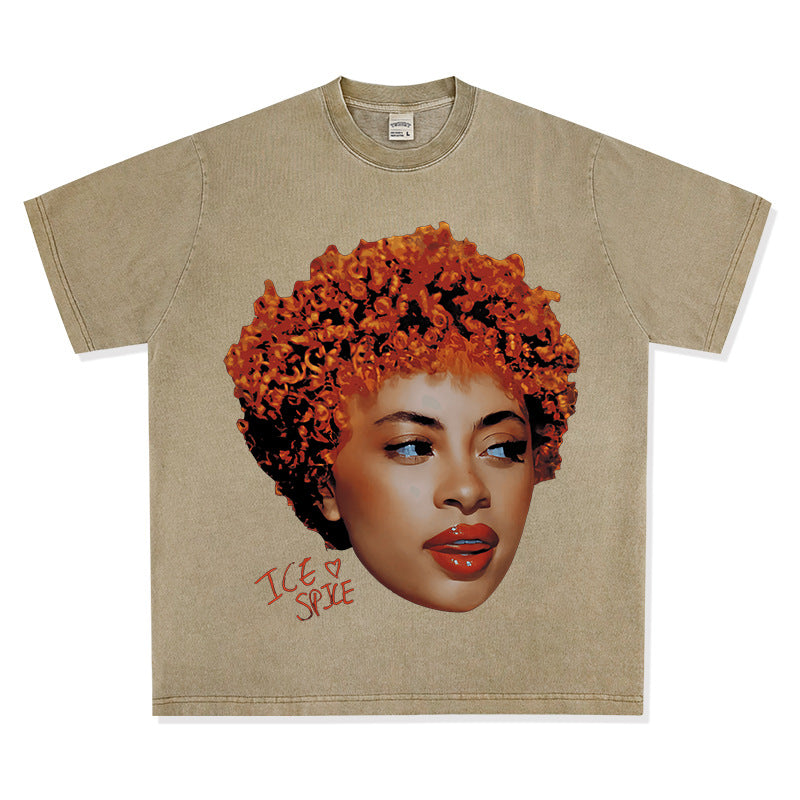 Cool t rapper vintage hip hop Ice Spice print short sleeve t-shirt