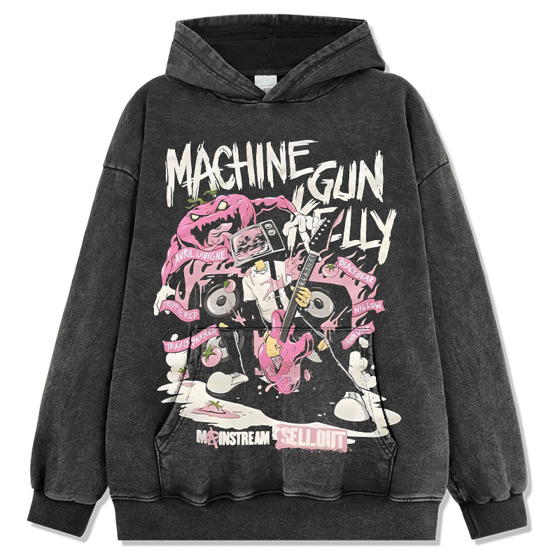 Marcas streetwear usa vintage hip hop mgk print crew neck sweater