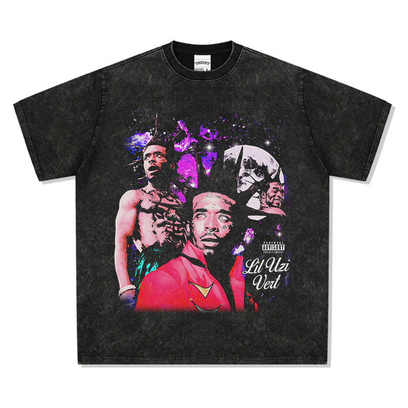 Outfit streetwear retro hip hop Lil Uzi Vert print short sleeve t-shirt