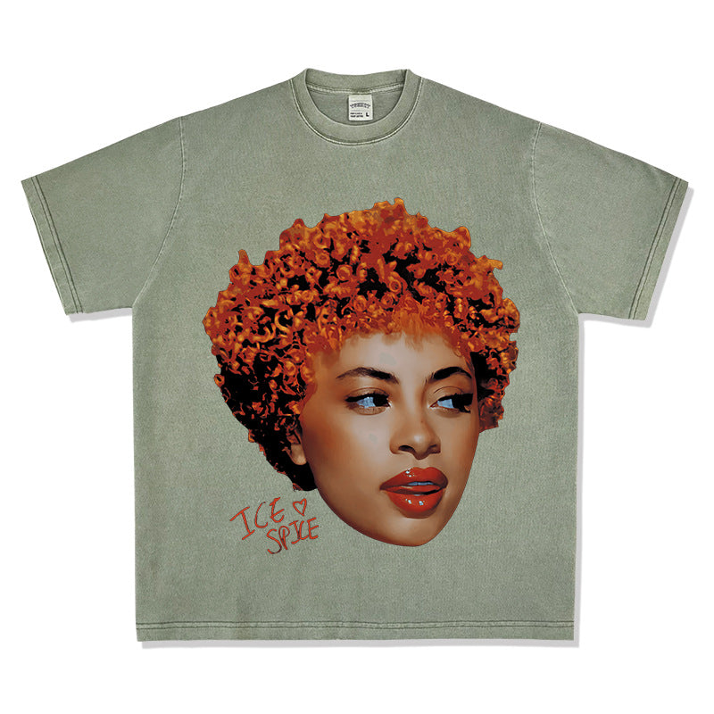 Cool t rapper vintage hip hop Ice Spice print short sleeve t-shirt