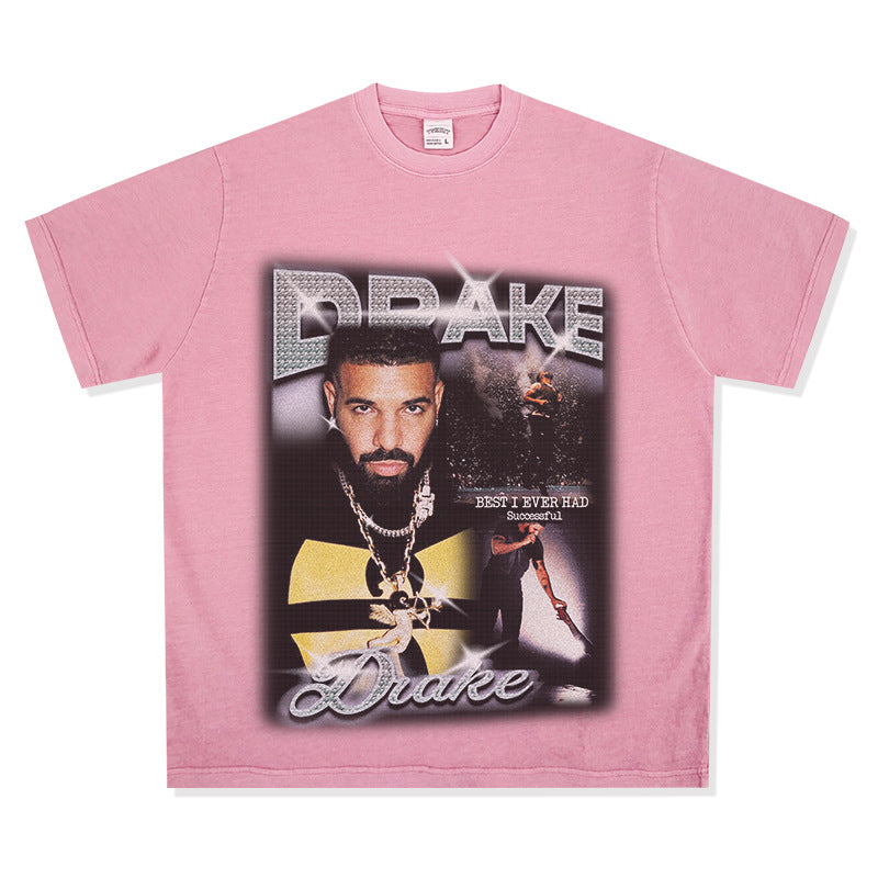 Streetwear masculino Drake print hip hop short sleeve T shirt