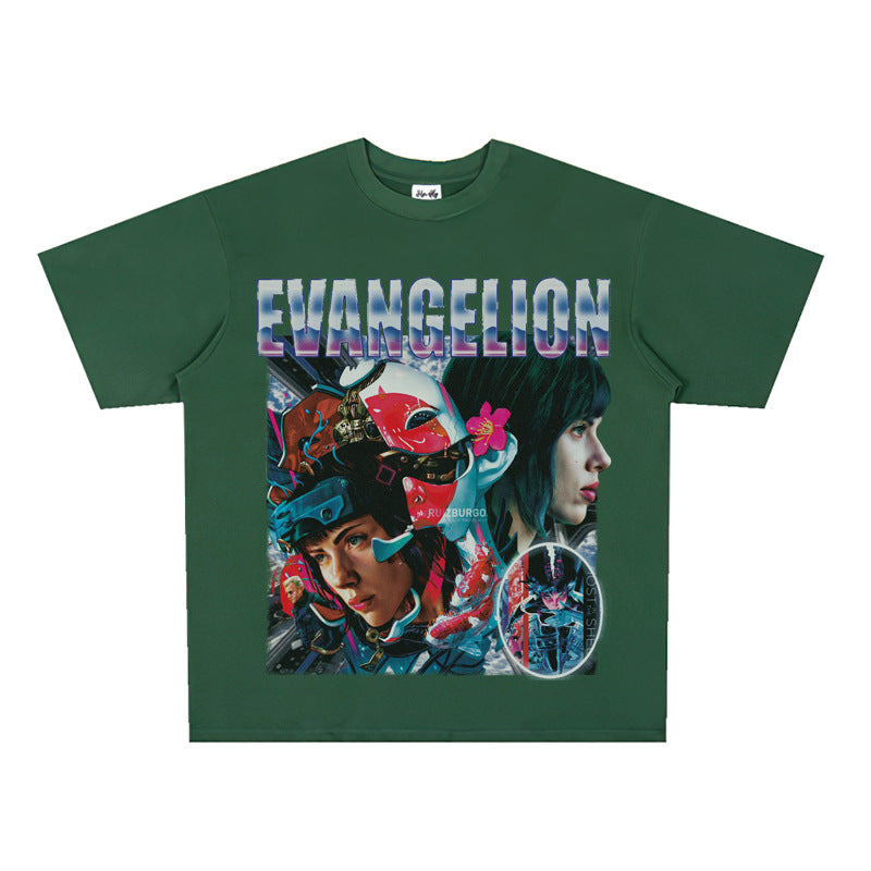 Film Star T Shirt European and American Classic Movie Attack Shell Mobile Team Short Sleeve Loose Retro Printed T-shirt