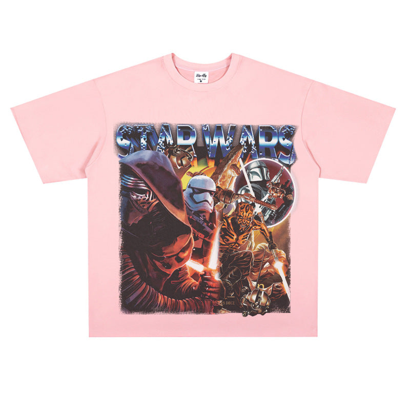 Film Star T Shirt European and American Classic Star Wars Movie Short Sleeve Loose Retro T-shirt