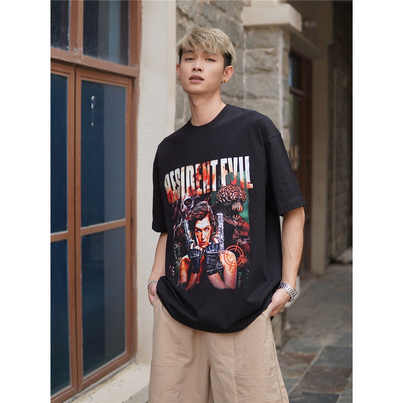 Film Star T Shirt Personalized Cotton Short Sleeve Loose Retro Design T-shirt for Men and Women
