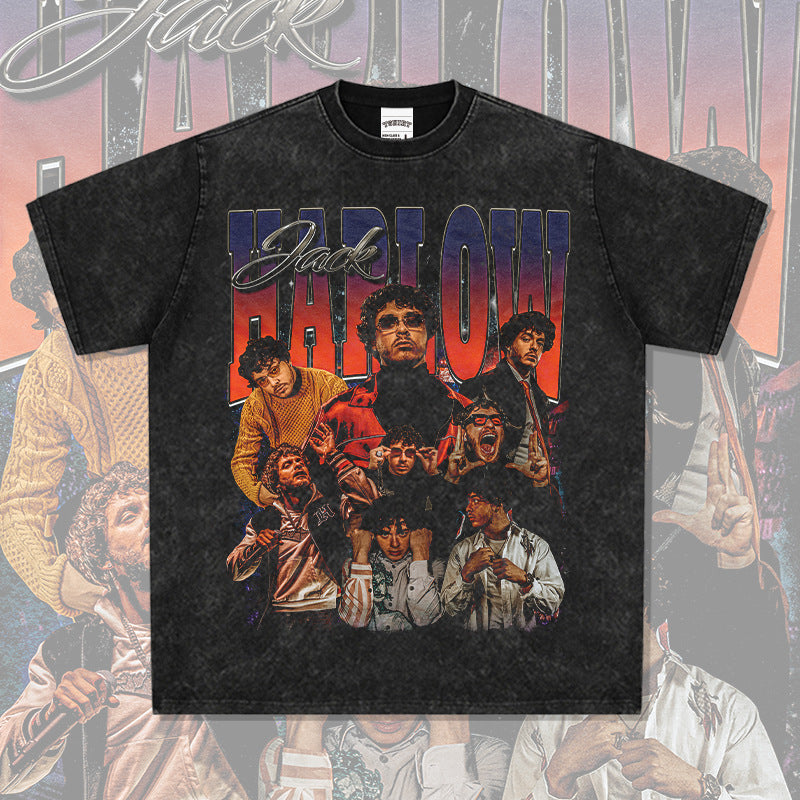 Marcas streetwear usa hip hop jack harlow print short sleeve t-shirt