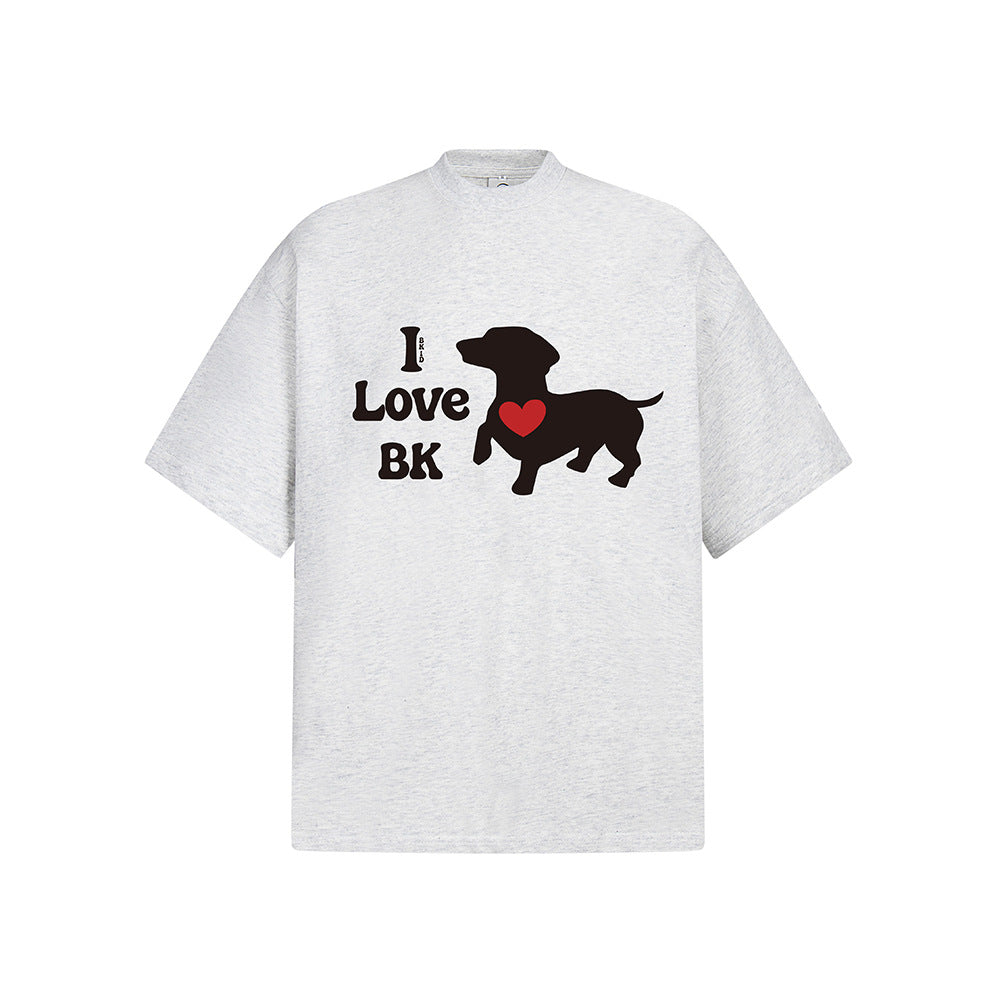 Hip Hop Clothes New York Short Sleeve T-Shirt Summer Puppy Print Crew Neck Top