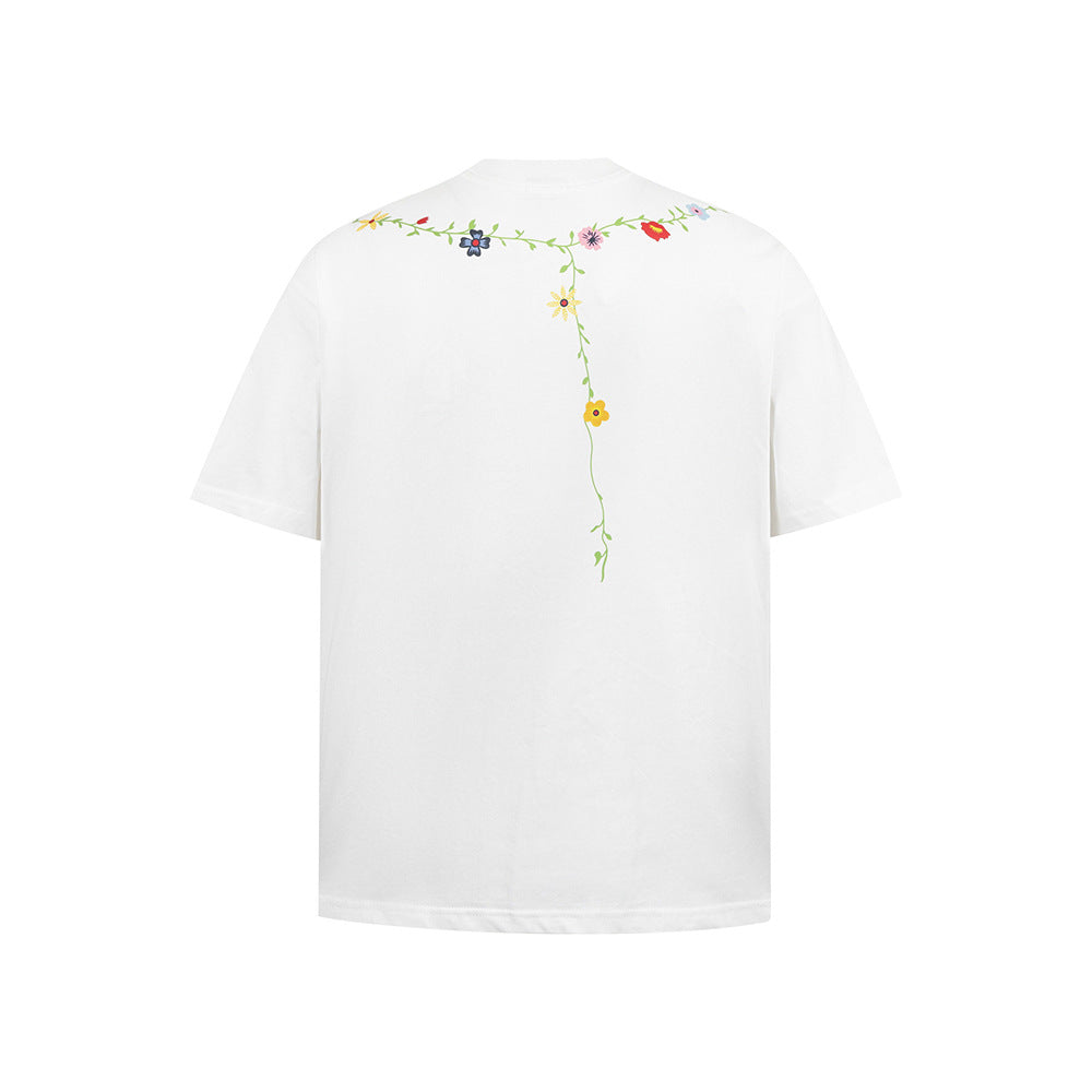 Hip Hop Clothes New York T-Shirt Summer Embroidery Necklace Crew Neck Short Sleeve Loose Casual Top