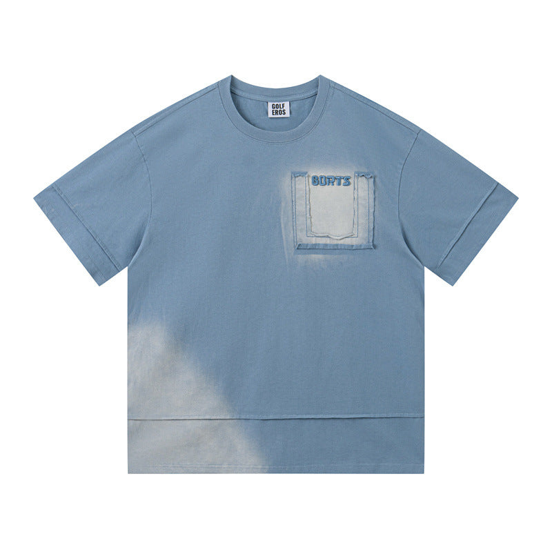 US drip outfits summer retro gradual change casual loose short sleeve T-Shirts