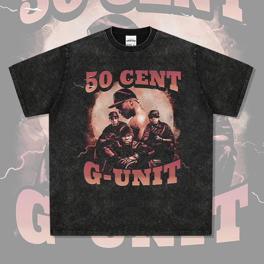 Streetwear masculino HIPHOP 50CENT print short sleeve t-shirt vintage summer hip hop top