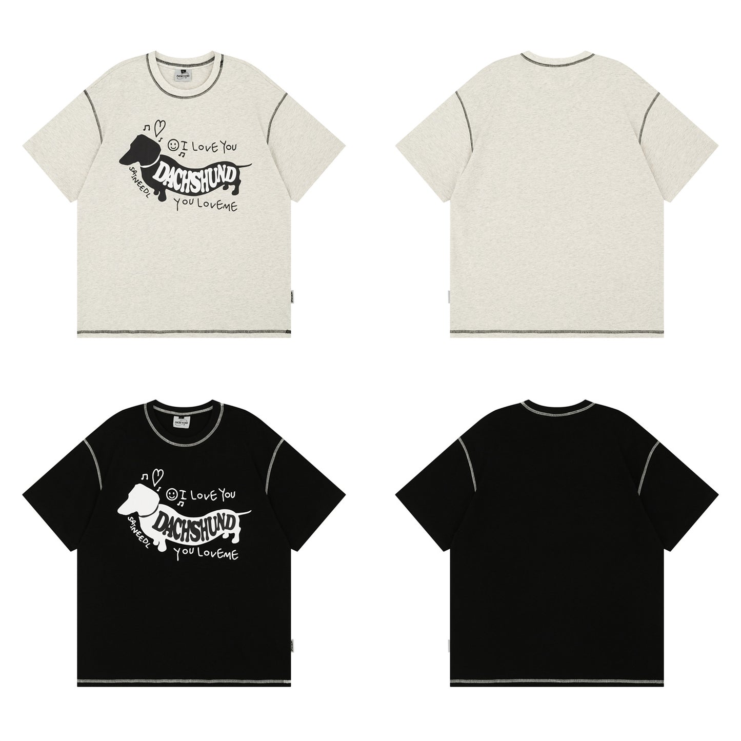 Distorted vintage puppy letter print short sleeve t-shirt summer oversize casual top