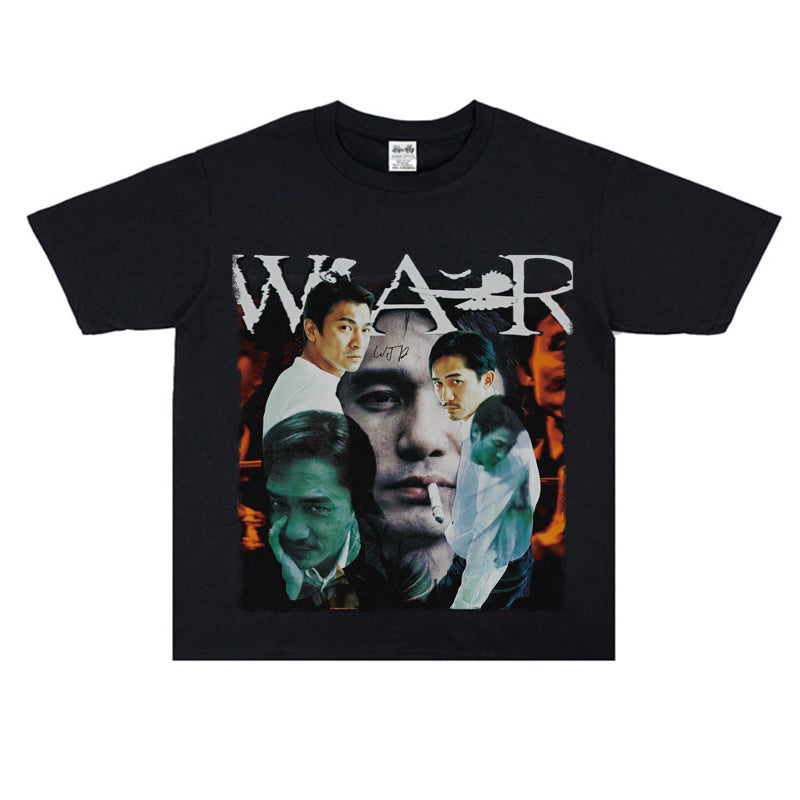 Film Star T Shirt Movie Andy Lau Short Sleeve Loose Retro American Street T-shirt