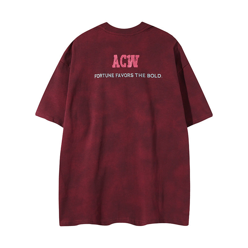 Nyc 1990 Shirt Short Sleeve Old Tie-Dye Retro Washed Printed T-Shirt