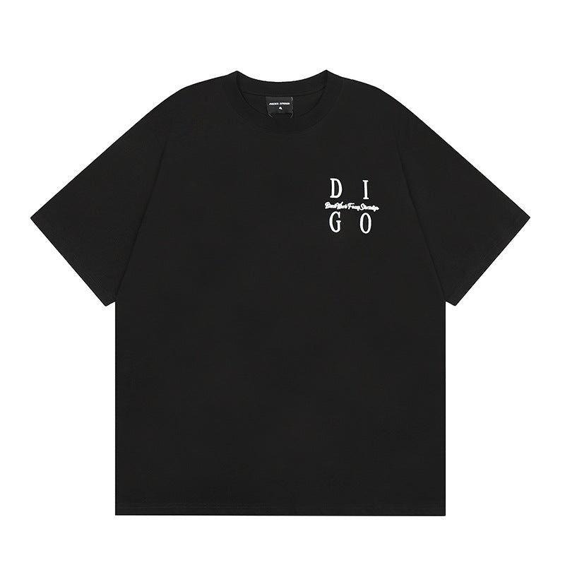Vintage T Shirts Hip Hop Letter Embroidery Short Sleeve T-Shirts