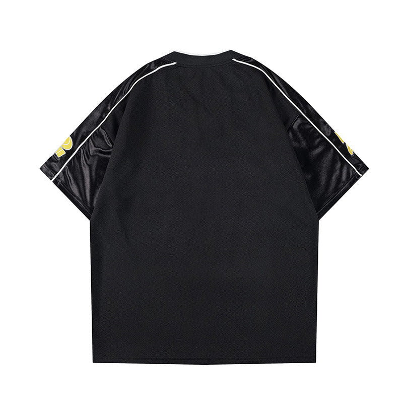 Racing oversized t shirt racing embroidered V-neck sports jersey short-sleeved t-shirt