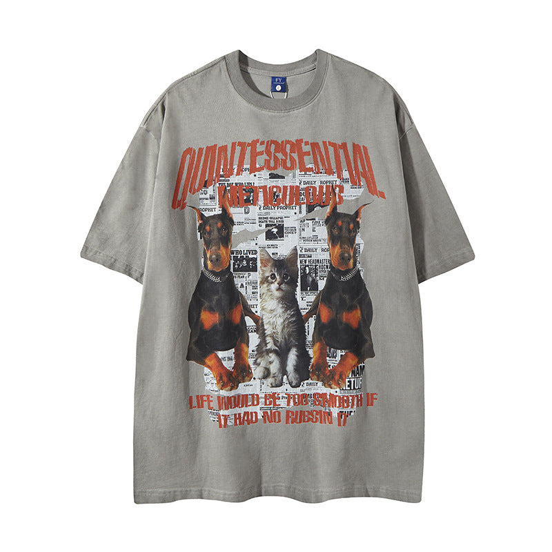 New York Hip Hop Style Alphabet Print Short Sleeve T-Shirt Summer Loose Casual Top