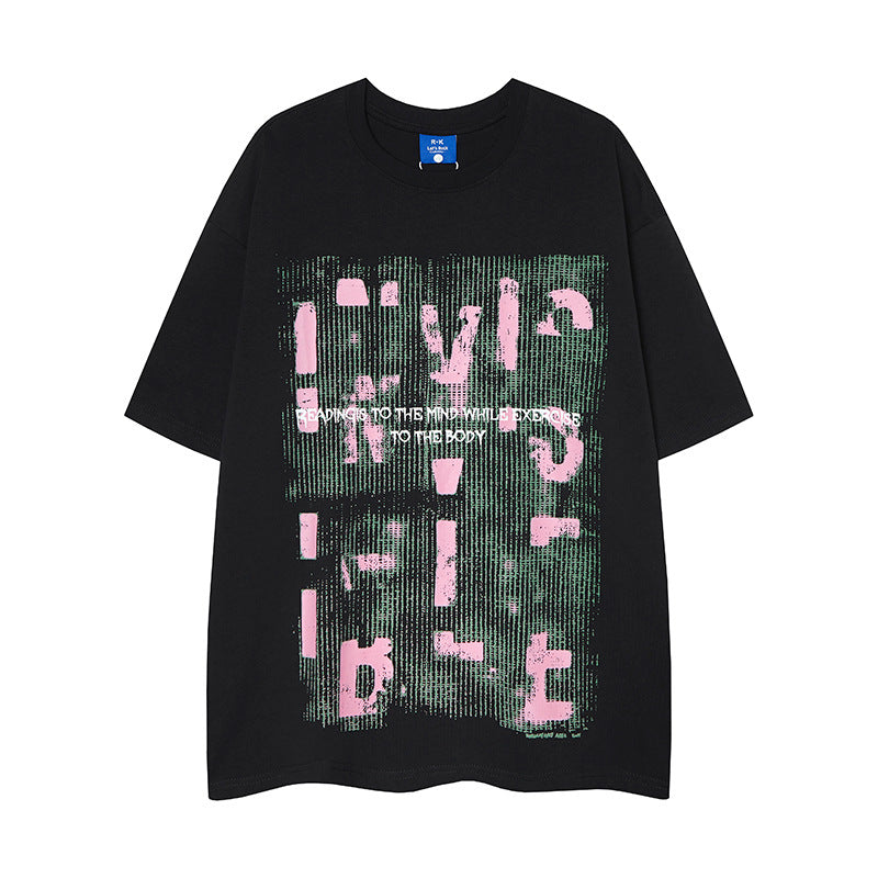 Nyc 1990 Shirt Alphabet Foam Print Loose Short Sleeve T-Shirt