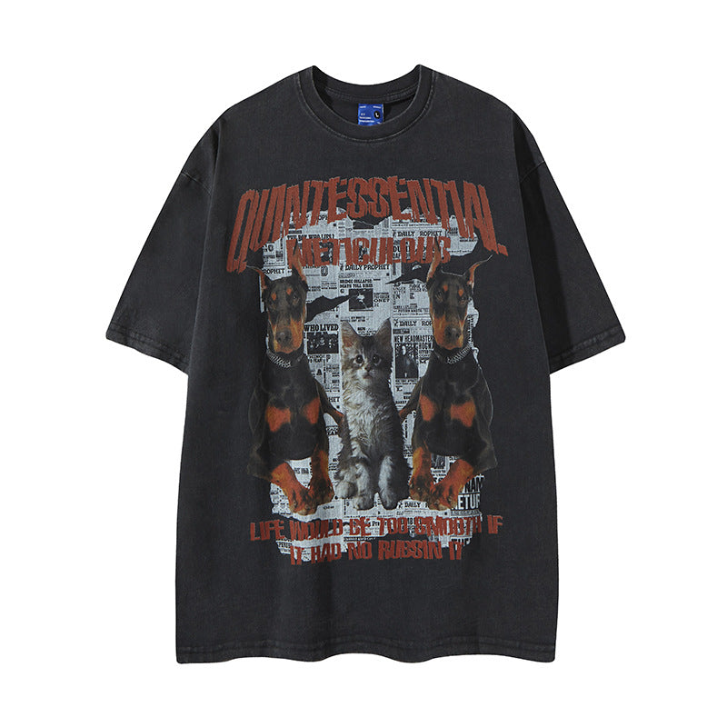 New York Hip Hop Style Alphabet Print Short Sleeve T-Shirt Summer Loose Casual Top