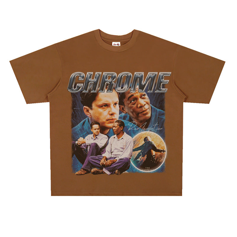 Film Star T Shirt Shawshank's Redemption Street Style Short Sleeve Loose Retro American T-shirt Men