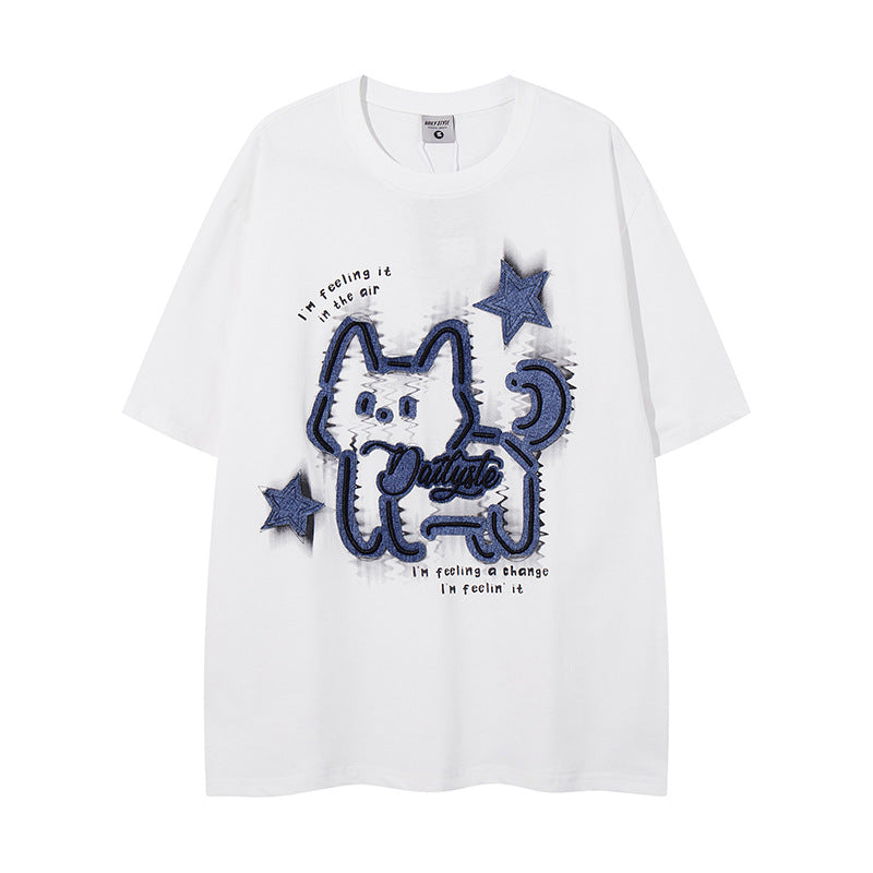Distorted vintage short-sleeved t-shirt summer oversize casual top