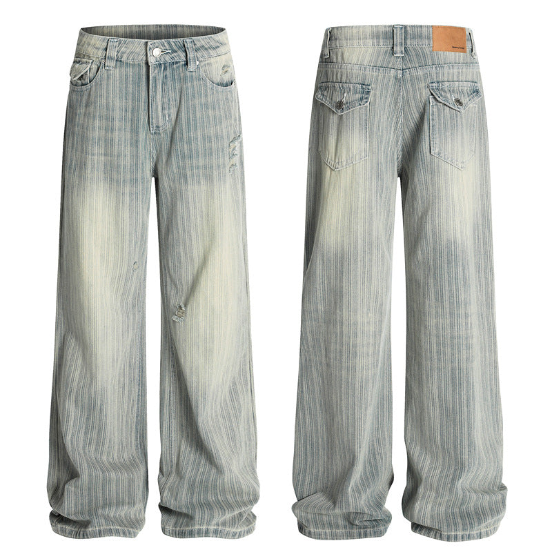 Casual Street Wear Retro Straight Jeans Fall Loose