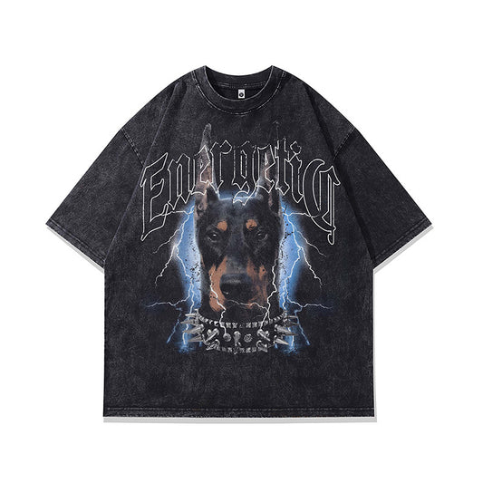 Ropa Vintage Hombre Doberman Print Short Sleeve T-Shirt