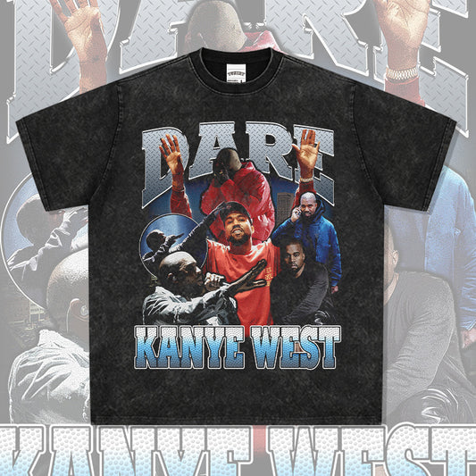 Cool t rapper kanye west vintage hip hop rap print short sleeve t shirt