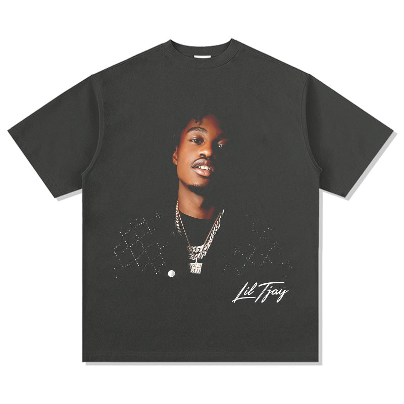 Cool t rapper vintage hip hop Lil Tjay print short sleeve t-shirt vintage