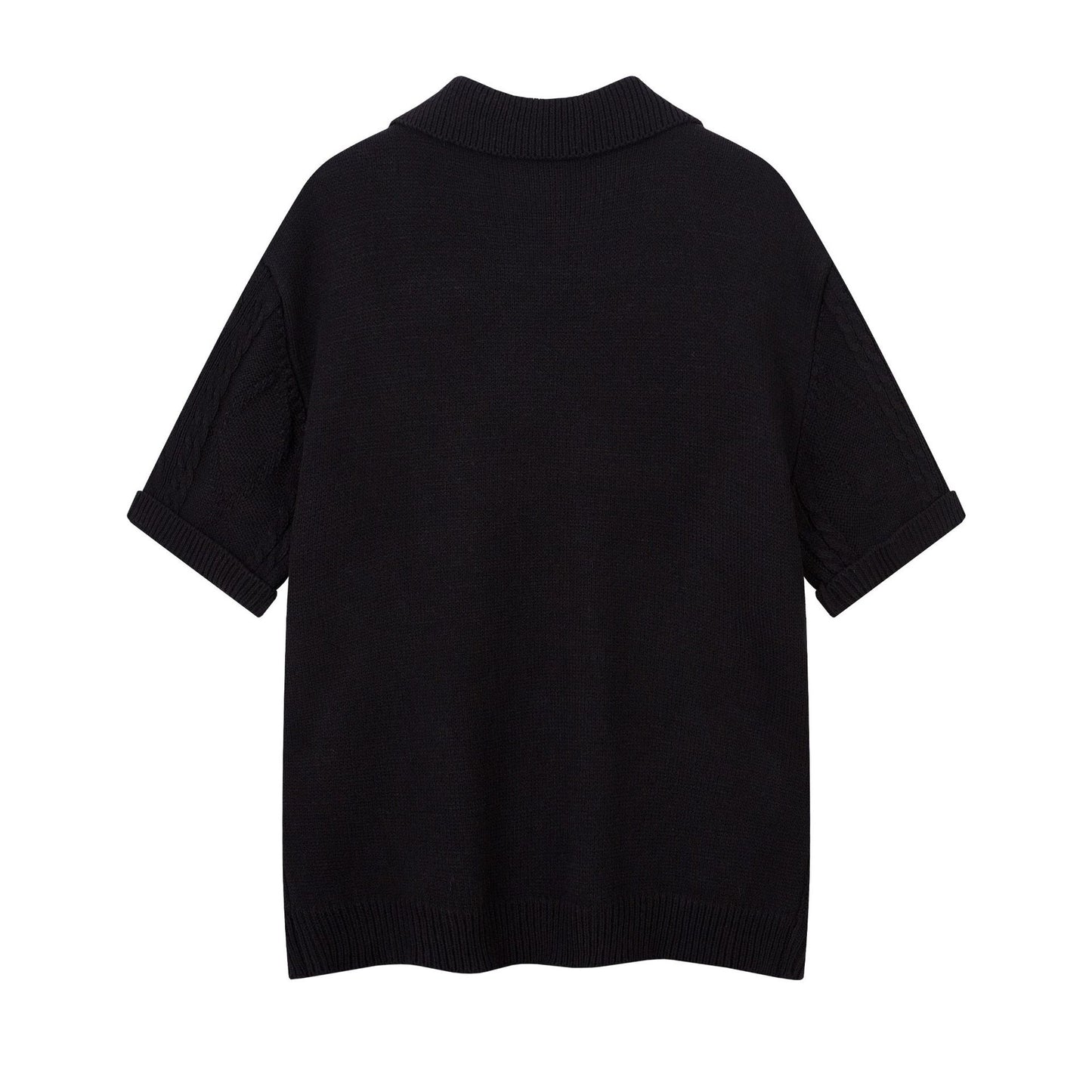 Hustle vintage knitted t-shirt short-sleeved polo shirt lapel