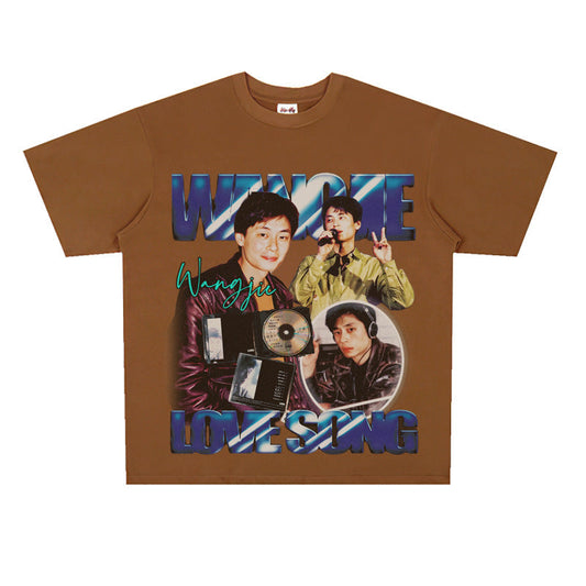 Film Star T Shirt Print Loose Heavy Weight Retro Street Cotton T-shirt