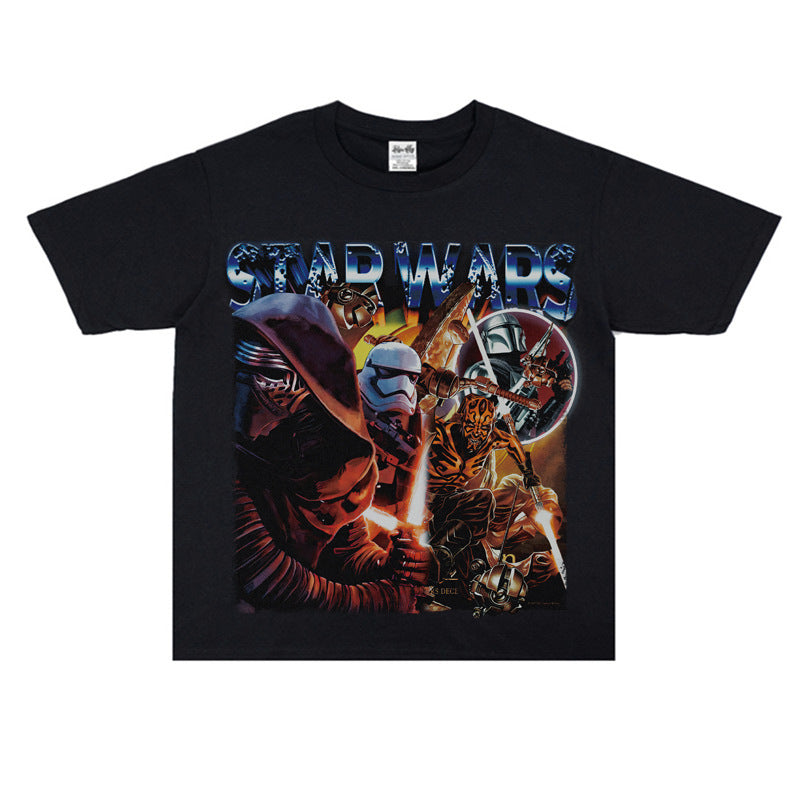Film Star T Shirt European and American Classic Star Wars Movie Short Sleeve Loose Retro T-shirt