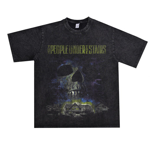Film Star T Shirt Movie Ladder Devil Pure Cotton Loose Nostalgic Short Sleeve Trendy Heavy T-shirt for Men