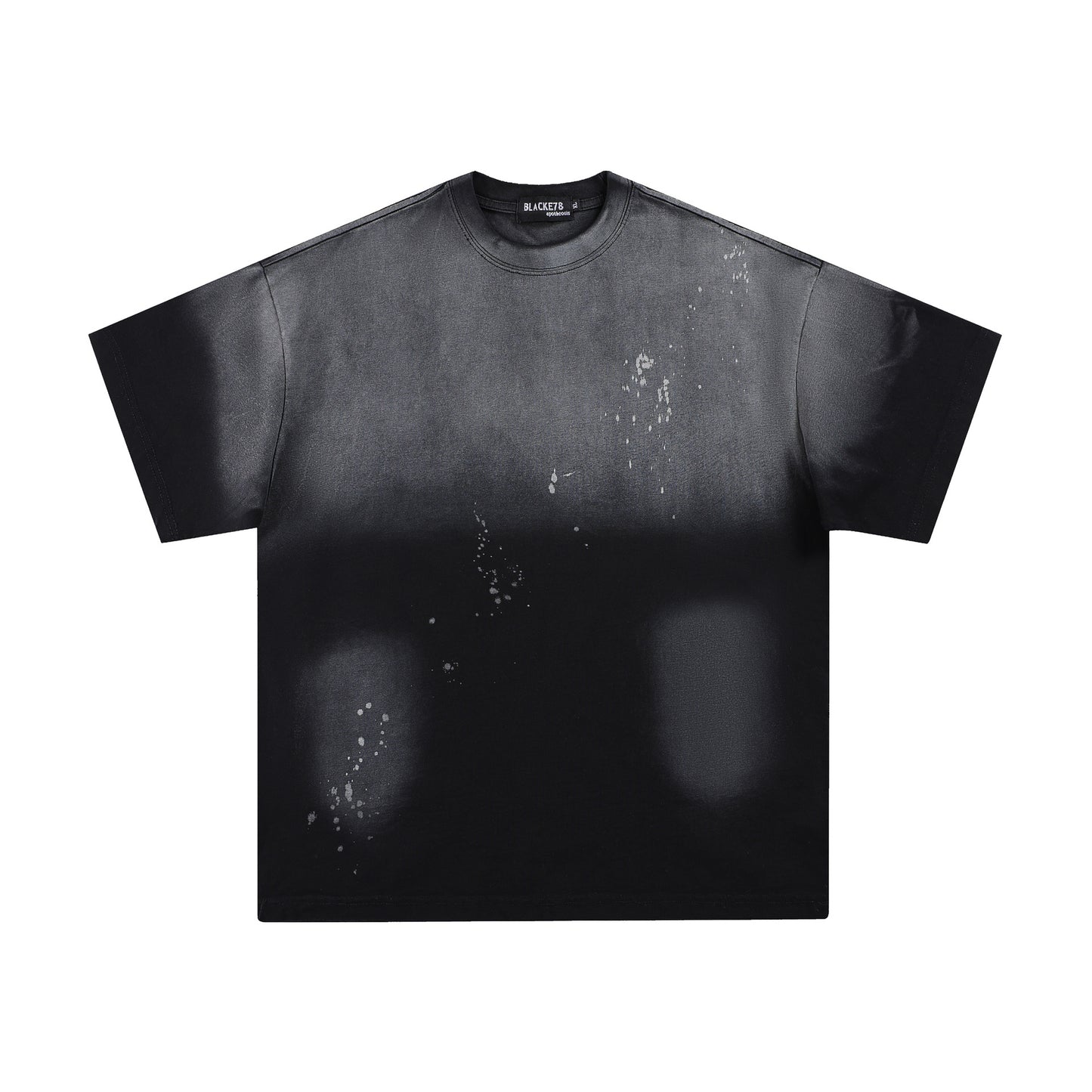 Hustle vintage summer gradual change color wash short sleeve T-shirt