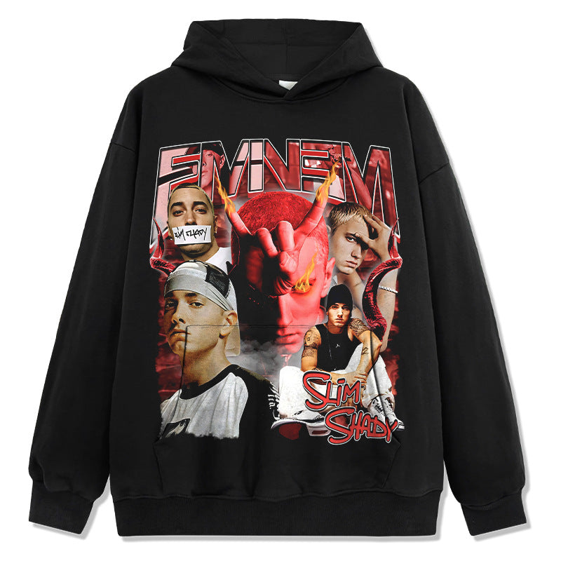 Marcas streetwear usa vintage emminem print batik hooded sweater