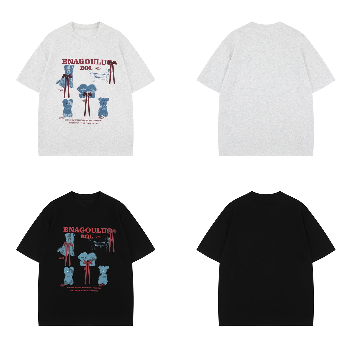 Unisex T-shirts Summer Cartoon Dog Men's Loose Short Sleeve T-Shirt