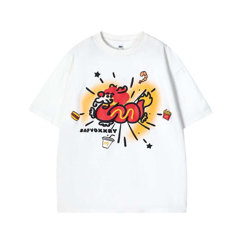 Vintage Tišö Rt Cartoon Graffiti Short Sleeve T-Shirt